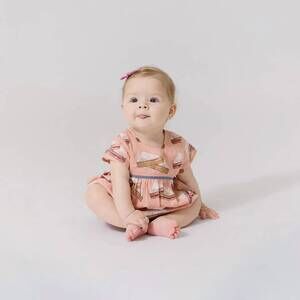 NEW PINK CHICKEN sana bubble romper in peanut butter and jelly